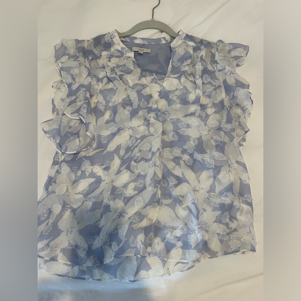 joie xs blue and white blouse